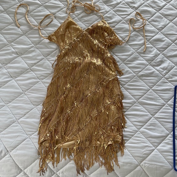 SHEIN Dresses Gold Fringe Dress Poshmark